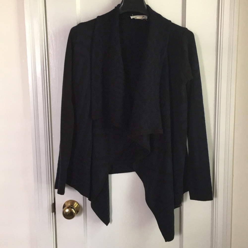 Black and blue print cardigan sweater